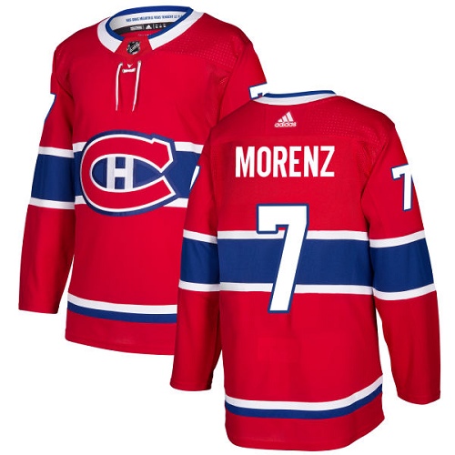 Adidas Canadiens #7 Howie Morenz Red Home Authentic Stitched NHL Jersey - Click Image to Close